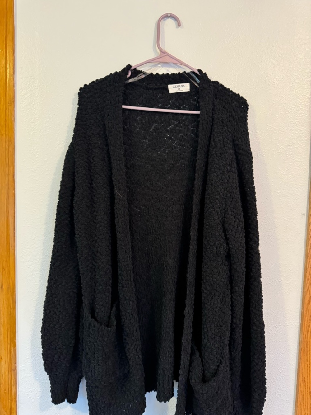 Zenana Outfitters Black Chunky Open-Front Knit Cardigan